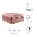 Soren Channel Tufted Performance Velvet Modular Sectional Sofa Ottoman in Dusty Rose