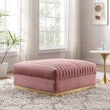 Soren Channel Tufted Performance Velvet Modular Sectional Sofa Ottoman in Dusty Rose