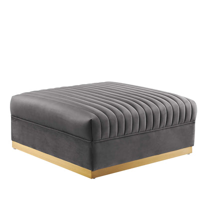 Sanguine Channel Tufted Performance Velvet Modular Sectional Sofa Ottoman by Furniture for America