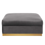 Soren Channel Tufted Performance Velvet Modular Sectional Sofa Ottoman in Gray
