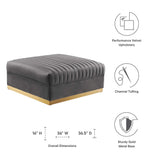 Soren Channel Tufted Performance Velvet Modular Sectional Sofa Ottoman in Gray