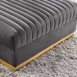 Soren Channel Tufted Performance Velvet Modular Sectional Sofa Ottoman in Gray
