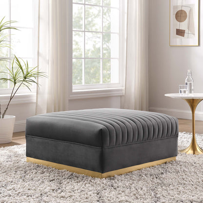 Sanguine Channel Tufted Performance Velvet Modular Sectional Sofa Ottoman by Furniture for America