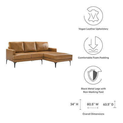 Evermore Right-Facing Vegan Leather Sectional Sofa by Furniture for America