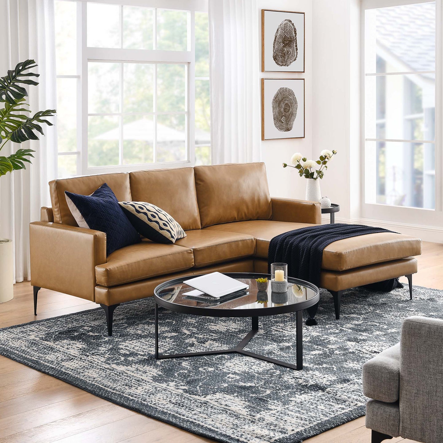 Evermore Right-Facing Vegan Leather Sectional Sofa by Furniture for America