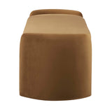 Brocade Upholstered Performance Velvet Bench in Cognac