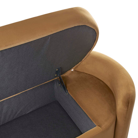 Nebula Upholstered Performance Velvet Bench in Cognac