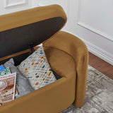 Brocade Upholstered Performance Velvet Bench in Cognac
