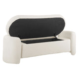 Brocade Boucle Upholstered Bench in Ivory