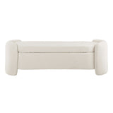 Brocade Boucle Upholstered Bench in Ivory