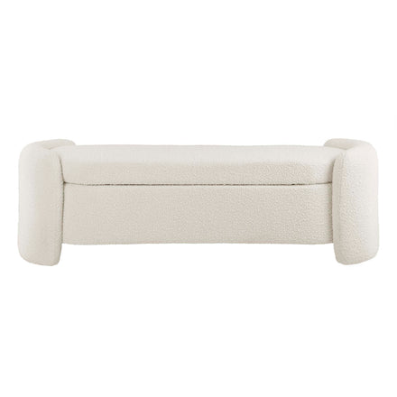 Nebula Boucle Upholstered Bench in Ivory