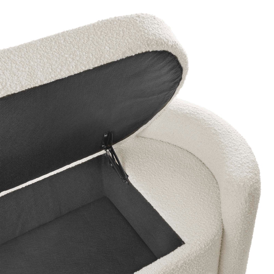 Brocade Boucle Upholstered Bench in Ivory
