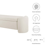 Brocade Boucle Upholstered Bench in Ivory