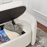 Brocade Boucle Upholstered Bench in Ivory