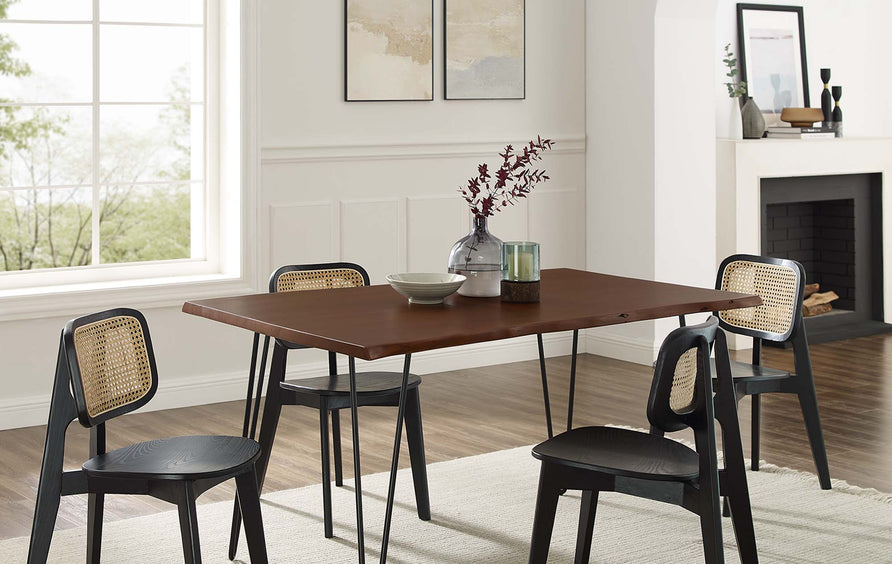 Coir 60" Live Edge Acacia Wood Acacia Wood Dining Table in Black Walnut