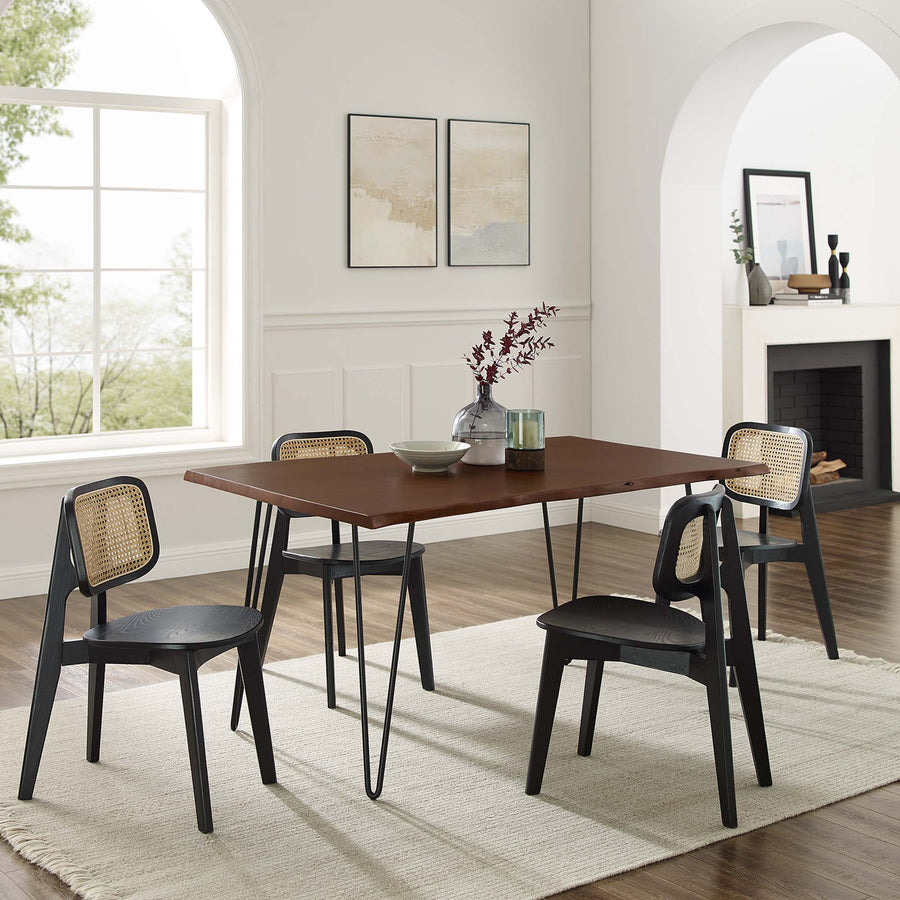Coir 60" Live Edge Acacia Wood Acacia Wood Dining Table in Black Walnut