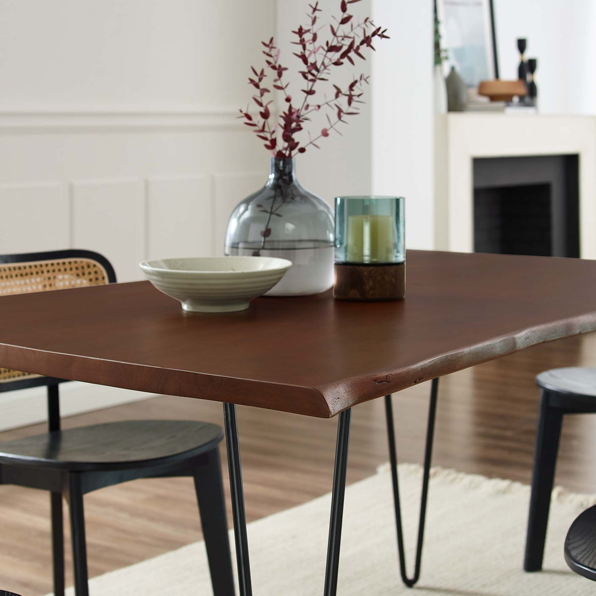 Ardor 60" Live Edge Acacia Wood Acacia Wood Dining Table in Black Walnut