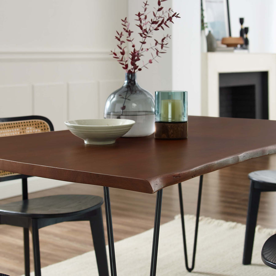 Coir 60" Live Edge Acacia Wood Acacia Wood Dining Table in Black Walnut