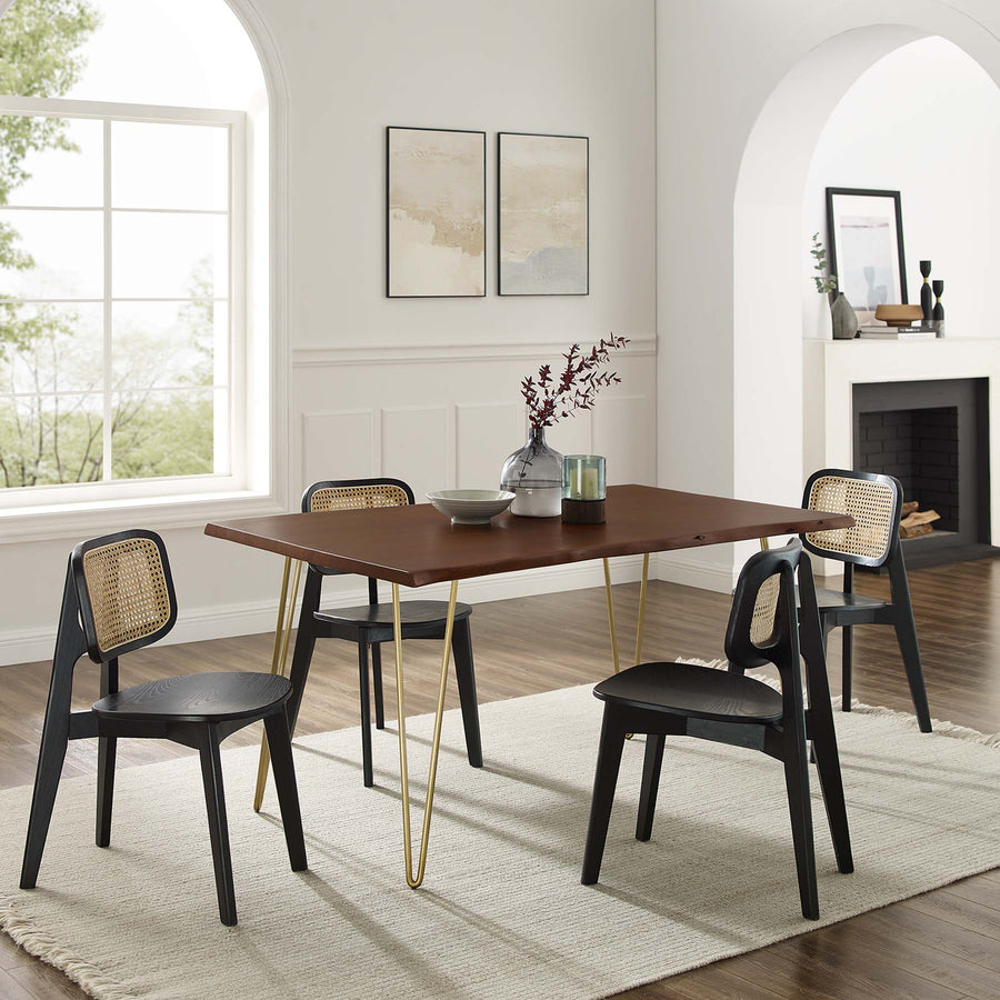 Coir 60" Live Edge Acacia Wood Acacia Wood Dining Table in Gold Walnut