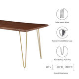 Coir 60" Live Edge Acacia Wood Acacia Wood Dining Table in Gold Walnut