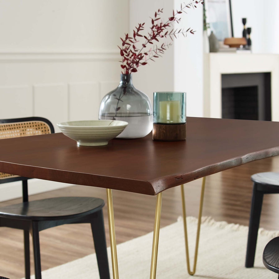 Coir 60" Live Edge Acacia Wood Acacia Wood Dining Table in Gold Walnut