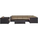 Estelle 7 Piece Outdoor Patio Sectional Set in Espresso Mocha