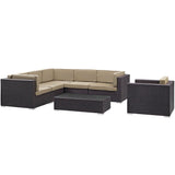 Estelle 7 Piece Outdoor Patio Sectional Set in Espresso Mocha