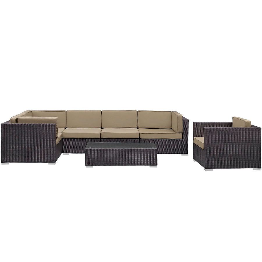 Estelle 7 Piece Outdoor Patio Sectional Set in Espresso Mocha