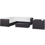 Estelle 7 Piece Outdoor Patio Sectional Set in Espresso White