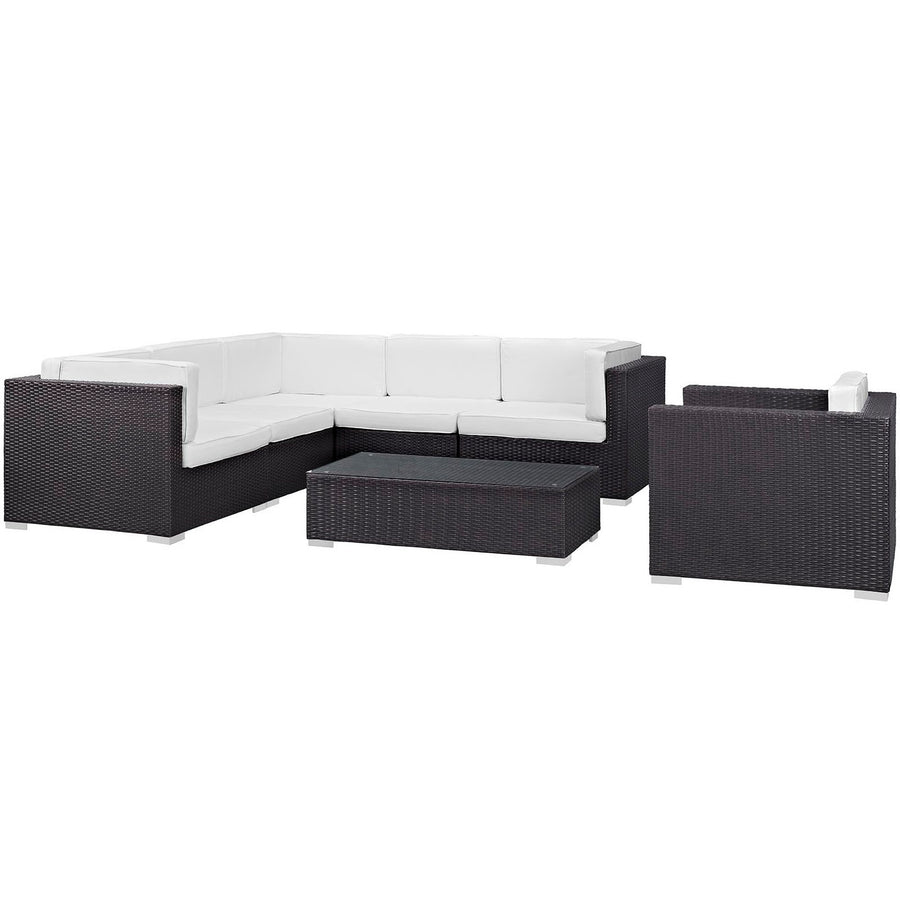 Estelle 7 Piece Outdoor Patio Sectional Set in Espresso White