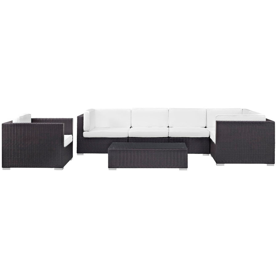 Estelle 7 Piece Outdoor Patio Sectional Set in Espresso White