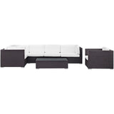 Estelle 7 Piece Outdoor Patio Sectional Set in Espresso White
