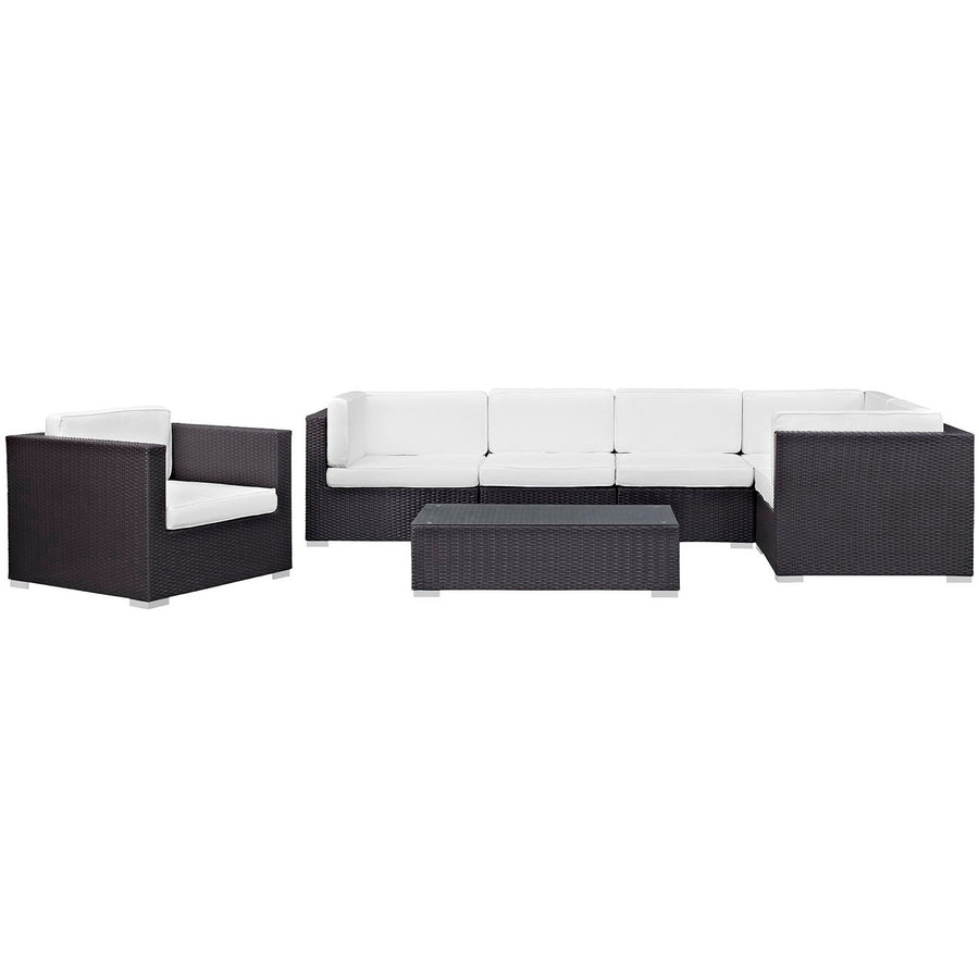 Estelle 7 Piece Outdoor Patio Sectional Set in Espresso White