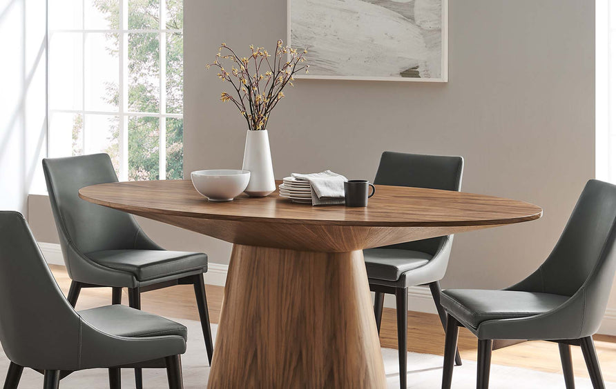 Barrel 75" Oval Dining Table in Walnut