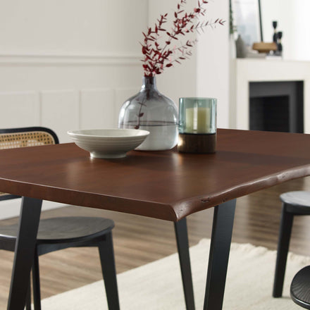 Viggo 60" Live Edge Acacia Wood Acacia Wood Dining Table in Black Walnut