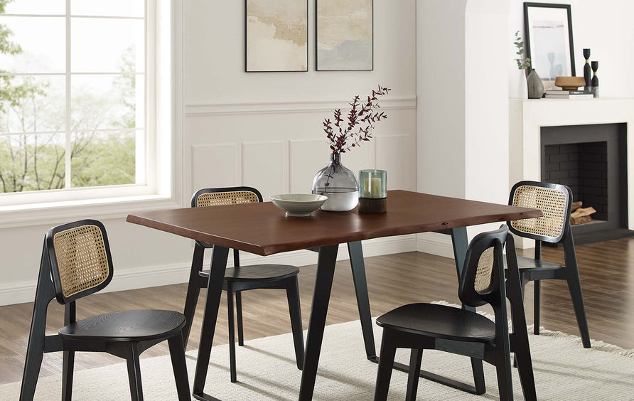 Verdelho 60" Live Edge Acacia Wood Acacia Wood Dining Table in Black Walnut