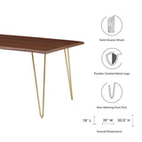 Coir 74" Live Edge Acacia Wood Acacia Wood Dining Table in Gold Walnut