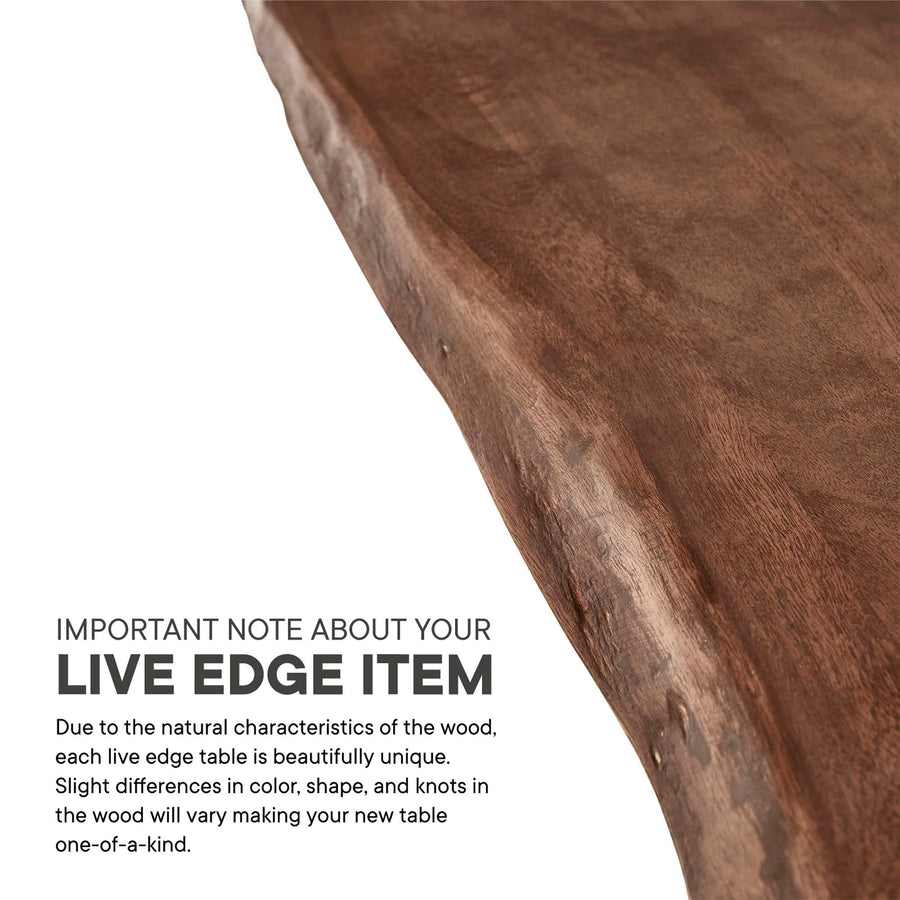 Coir 74" Live Edge Acacia Wood Acacia Wood Dining Table in Gold Walnut