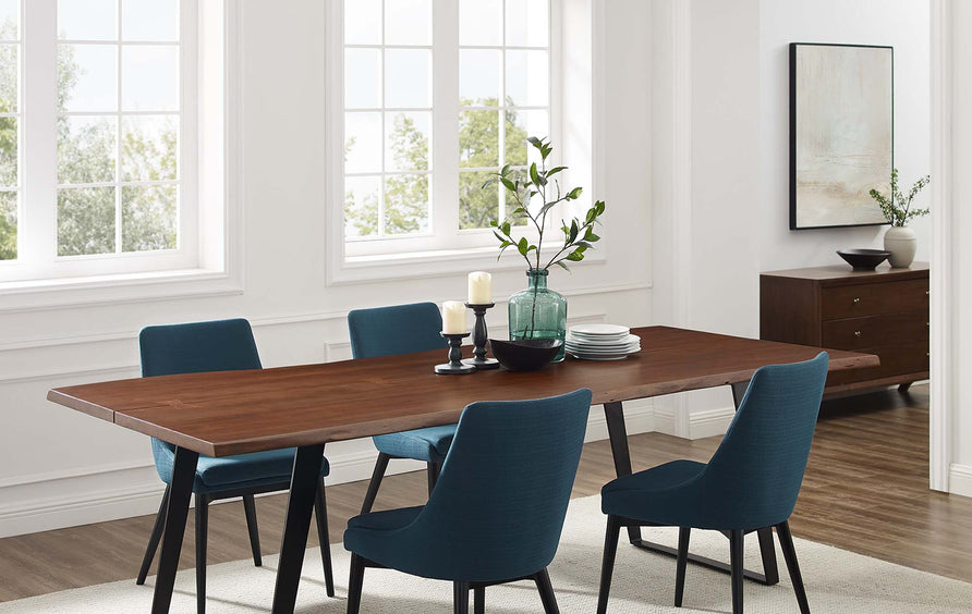 Verdelho 96" Live Edge Acacia Wood Acacia Wood Dining Table in Black Walnut