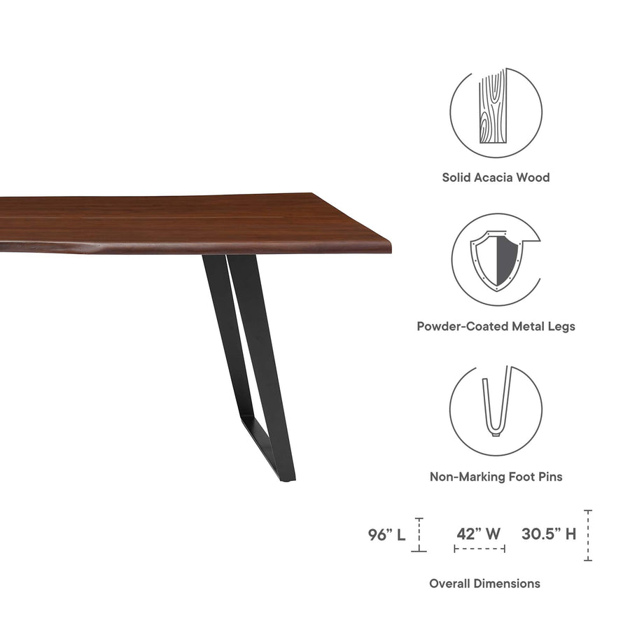 Verdelho 96" Live Edge Acacia Wood Acacia Wood Dining Table in Black Walnut