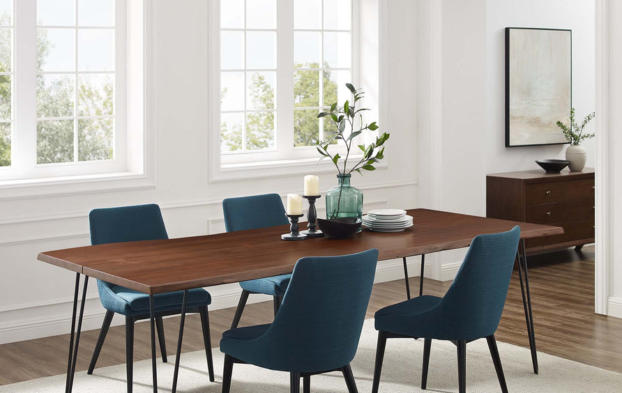 Coir 96" Live Edge Acacia Wood Acacia Wood Dining Table in Black Walnut