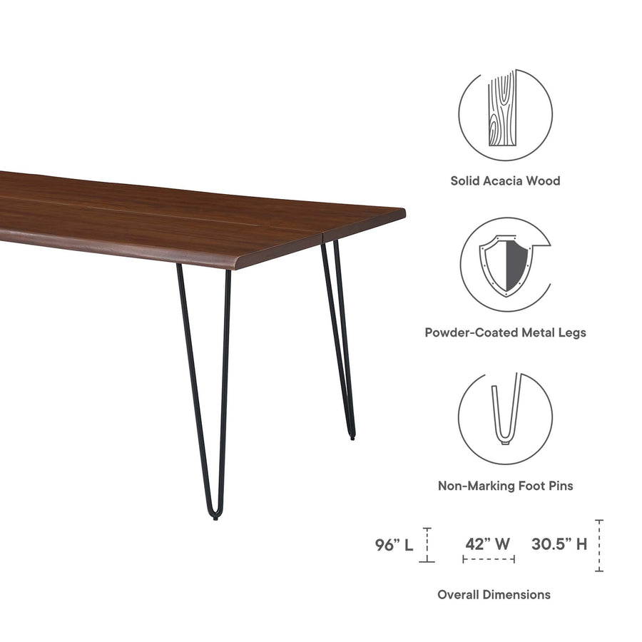 Coir 96" Live Edge Acacia Wood Acacia Wood Dining Table in Black Walnut