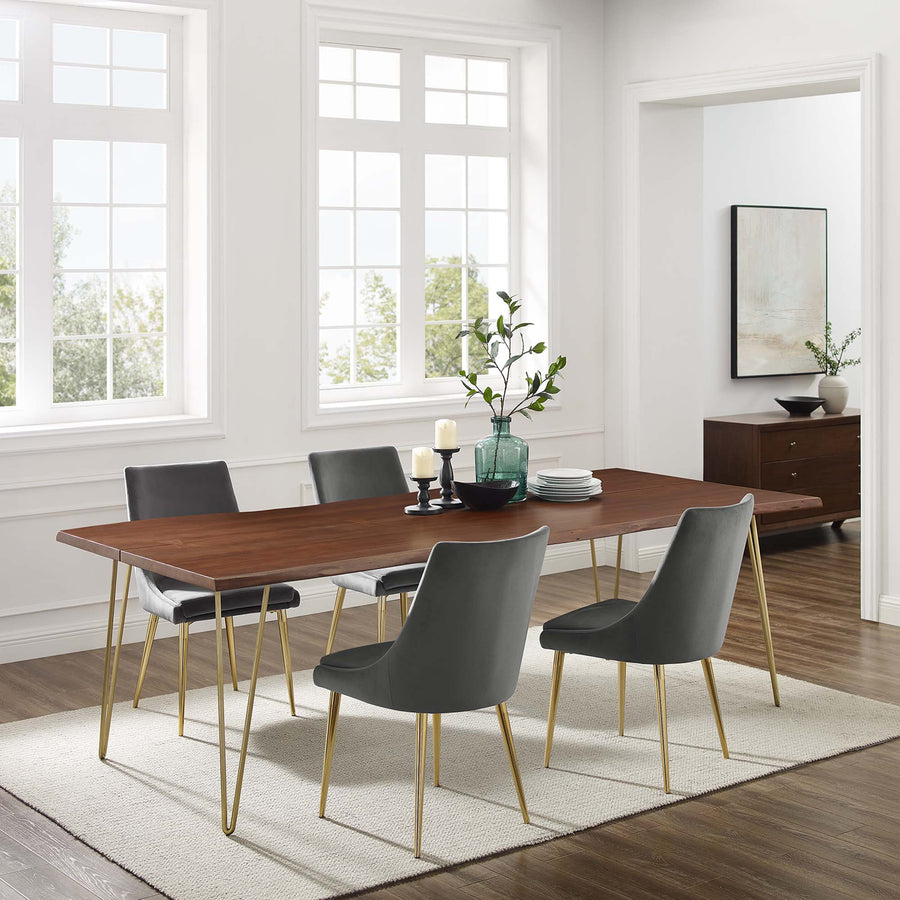 Coir 96" Live Edge Acacia Wood Acacia Wood Dining Table in Gold Walnut