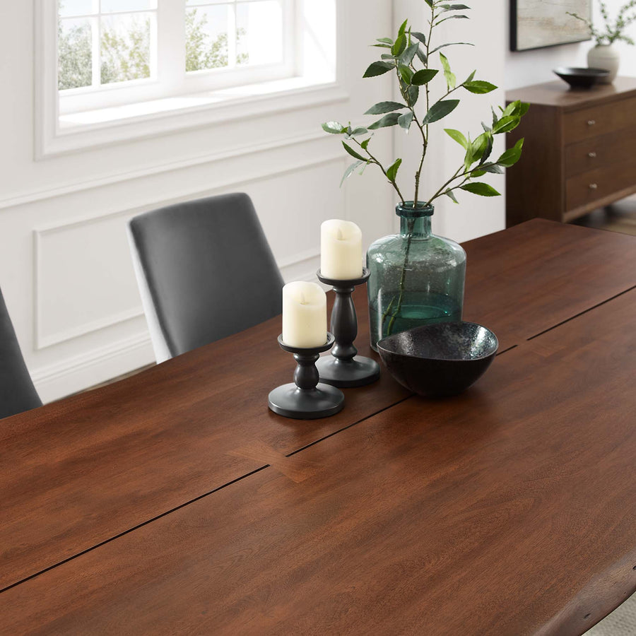 Coir 96" Live Edge Acacia Wood Acacia Wood Dining Table in Gold Walnut