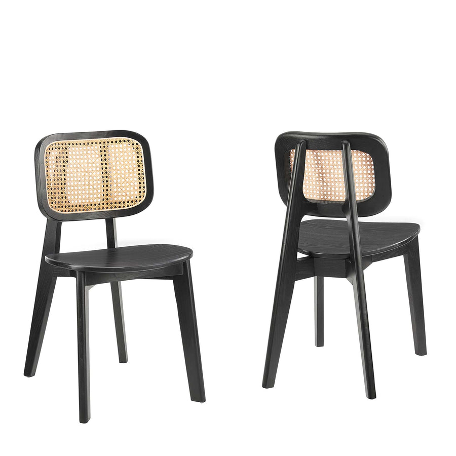 Lucian Wood Dining Side Chair Set of 2 in Black