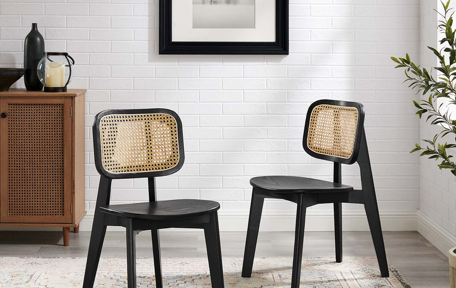 Lucian Wood Dining Side Chair Set of 2 in Black