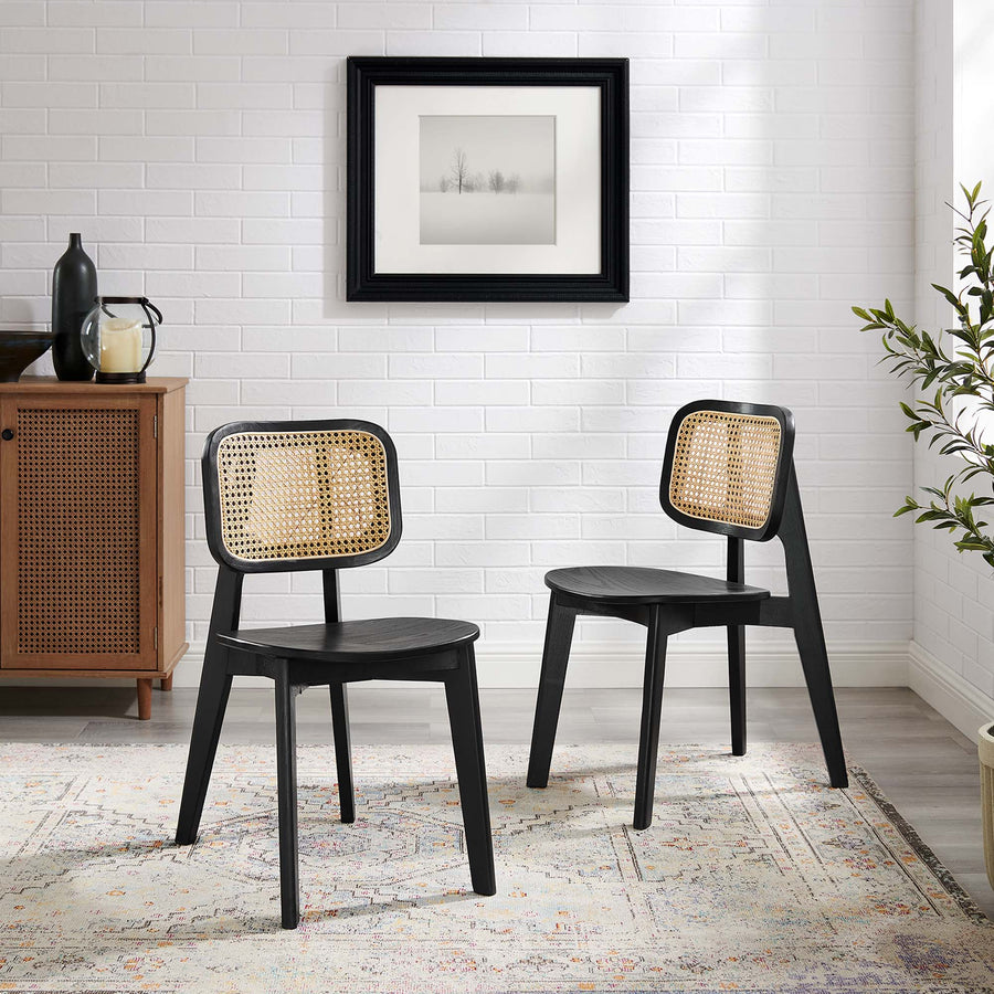 Lucian Wood Dining Side Chair Set of 2 in Black