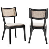 Bough Fabric Upholstered Wood Dining Chair Set of 2 in Black Beige
