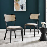 Bough Fabric Upholstered Wood Dining Chair Set of 2 in Black Beige