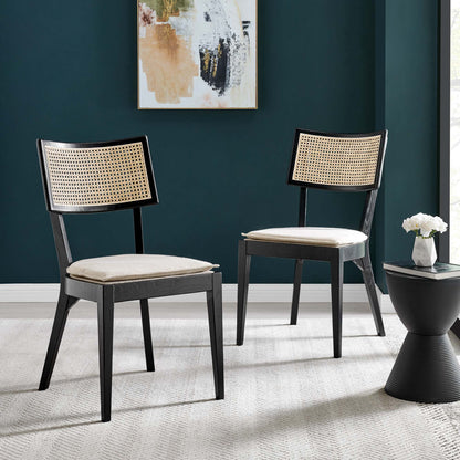 Caledonia Fabric Upholstered Wood Dining Chair Set of 2 by Furniture For America